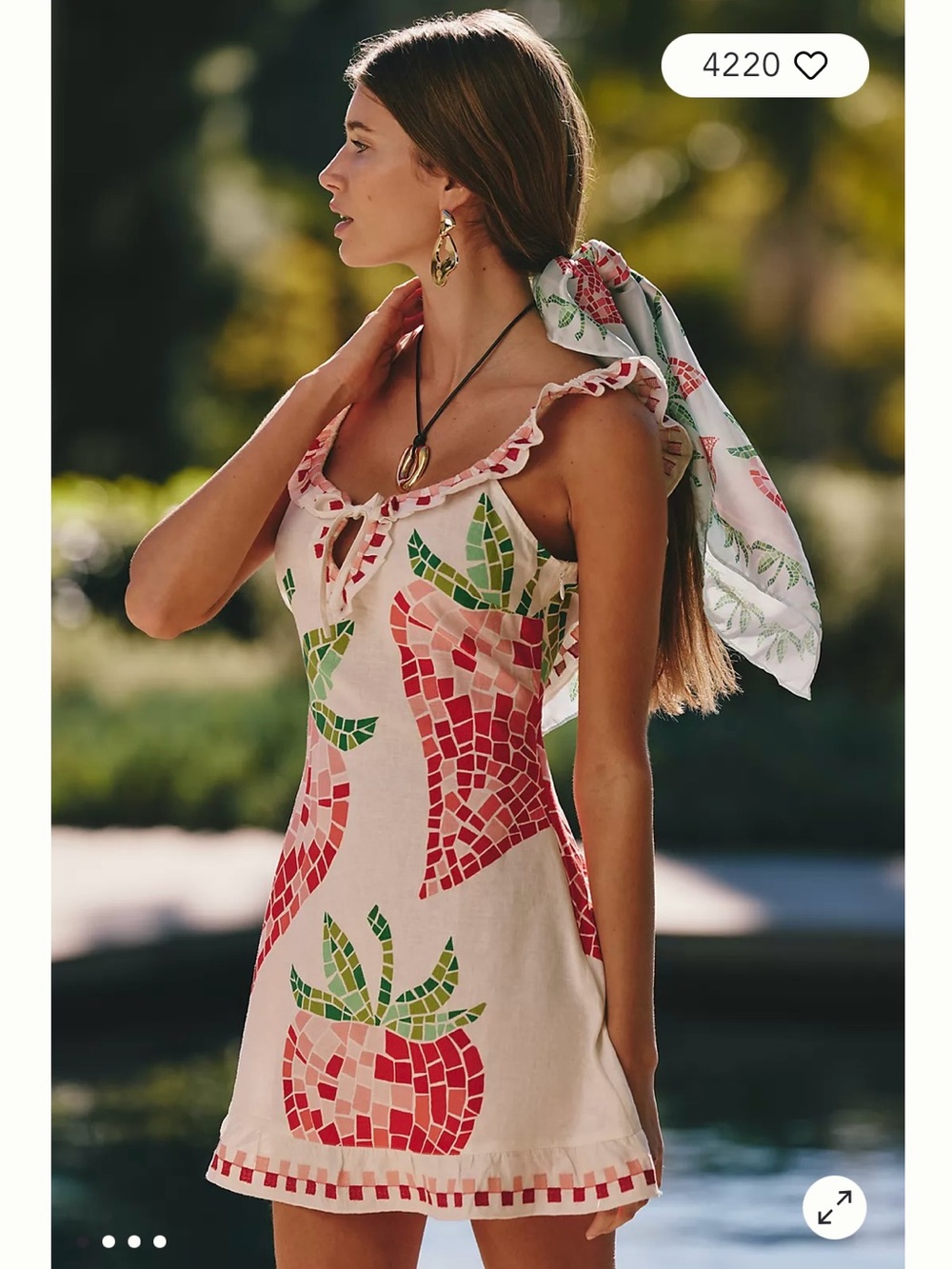 Sleeveless Pink Mosaic Fruit Mini Dress Anthropologie Celandine XXS New